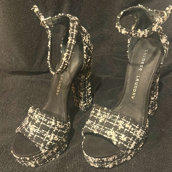 COPY - Chinese Laundry Chic Tweed Towering Sky High Chunky Heel Platform Never … - Picture 3 of 6